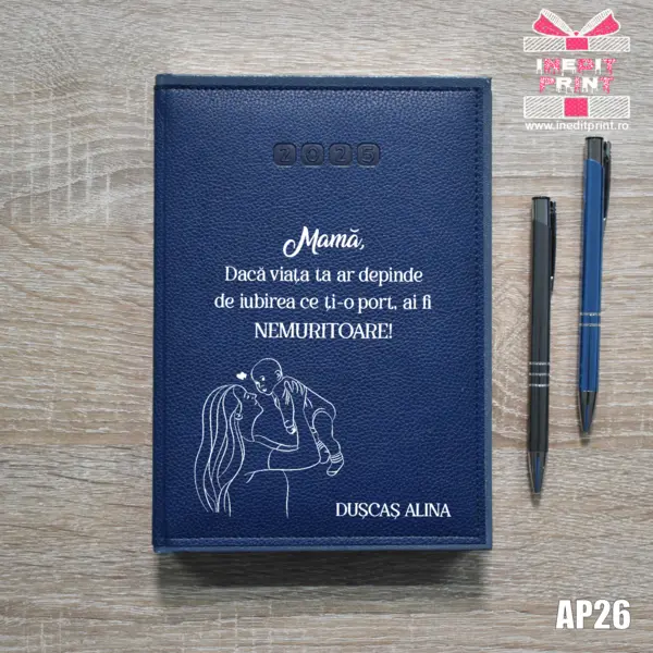 Agenda personalizata 2025 Ziua mamei AP26 ALBASTRU-ALGHERO, DELUXE PREMIUM