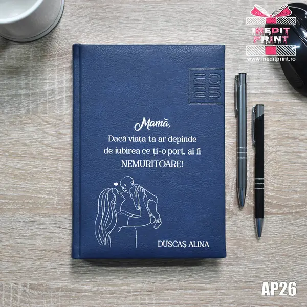 Agenda personalizata 2025 Ziua mamei AP26 ALBASTRU CHIAVENNA, DELUXE PREMIUM