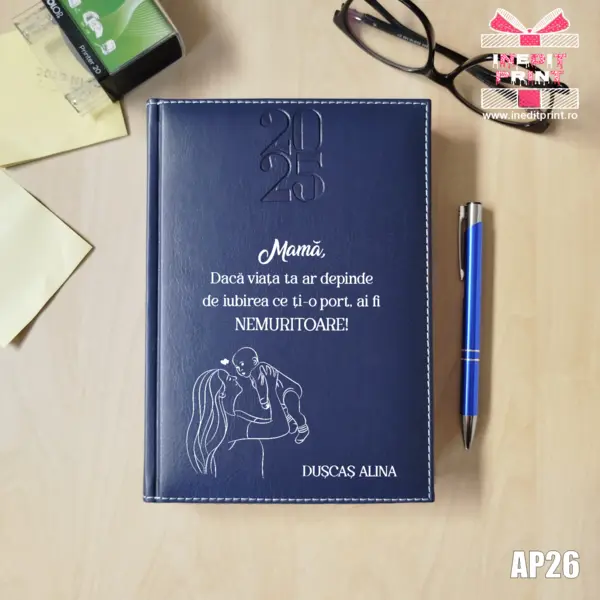Agenda personalizata 2025 Ziua mamei AP26 ALBASTRU, DELUXE H