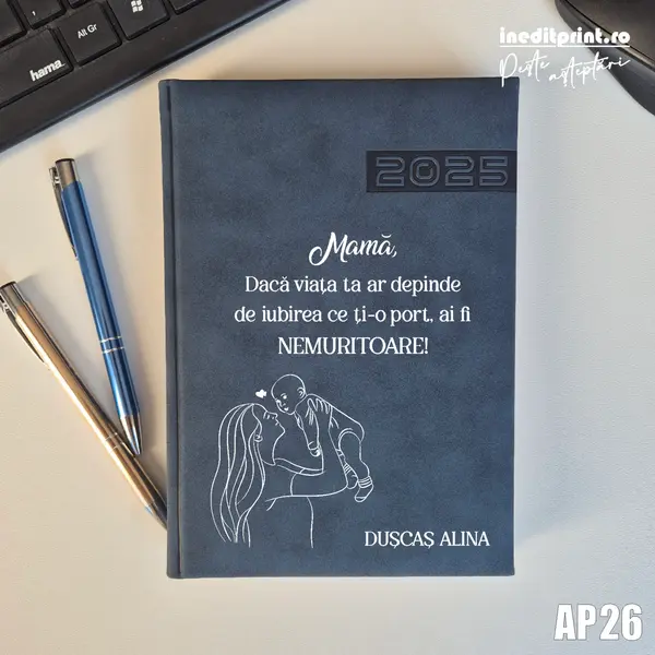 Agenda personalizata 2025 Ziua mamei AP26 ALBASTRU TEANO, DELUXE PREMIUM