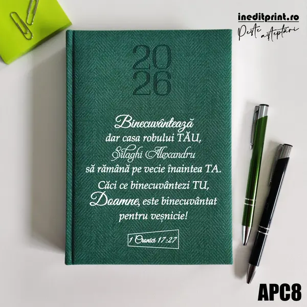 Agenda personalizata 2026 1 Cronici 17:27 APC8 DELUXE PREMIUM, Bard Verde