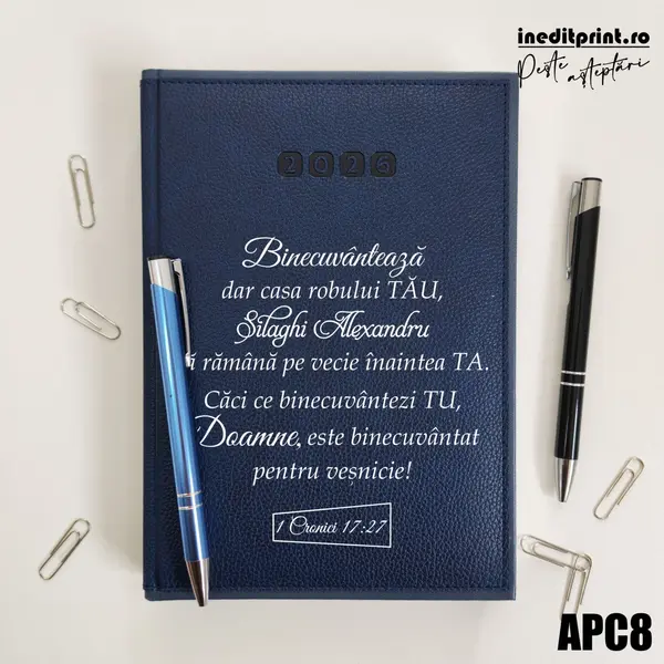 Agenda personalizata 2026 1 Cronici 17:27 APC8 DELUXE PREMIUM, Alghero Albastru