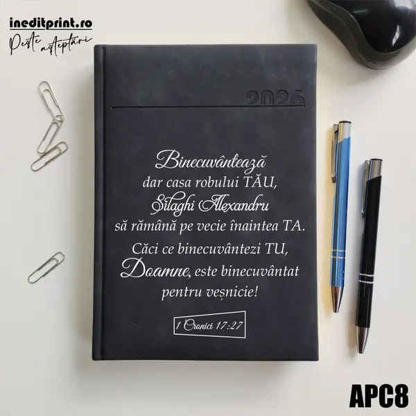 Agenda personalizata 2026 1 Cronici 17:27 APC8 DELUXE PREMIUM, Chia Negru
