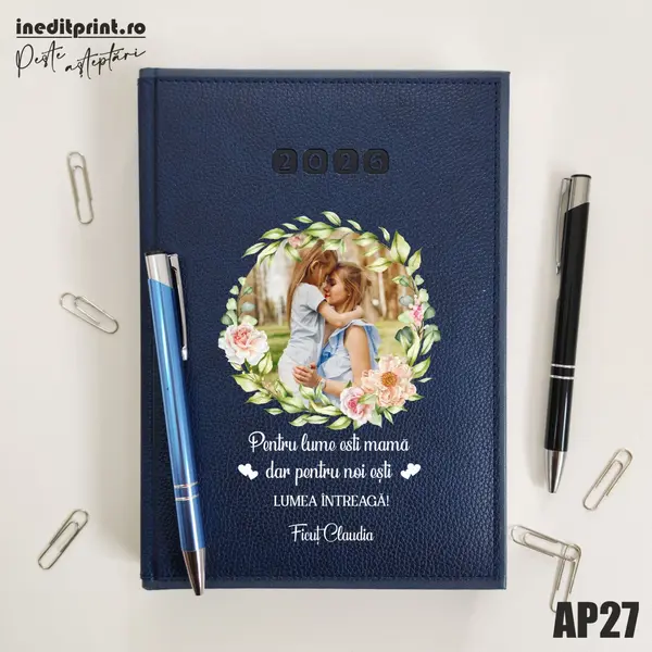 Agenda personalizata 2026 - 8 Martie AP27 DELUXE PREMIUM, Alghero Albastru