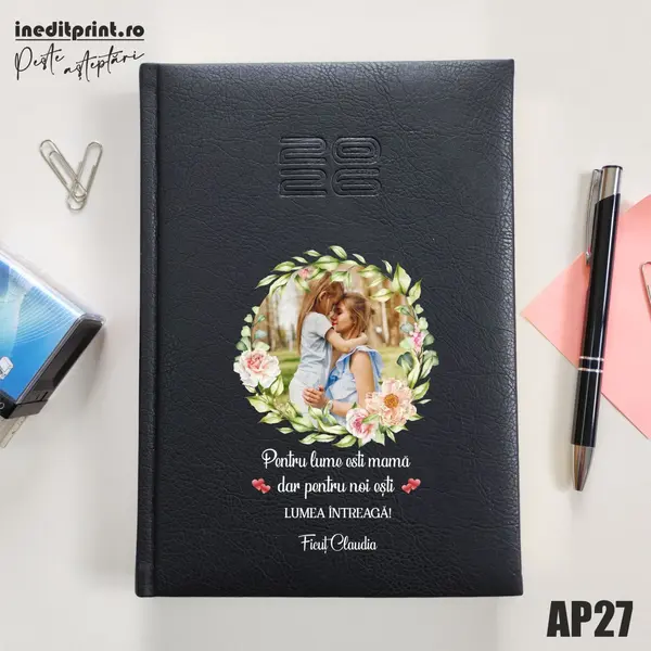 Agenda personalizata 2026 - 8 Martie AP27 DELUXE PREMIUM, Chiavenna Negru