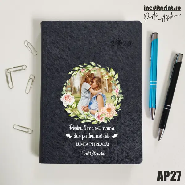 Agenda personalizata 2026 - 8 Martie AP27 DELUXE PREMIUM, Ortisei Albastru