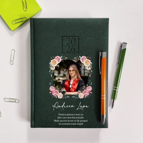 Agenda personalizata 2026 absolvent AP45 DELUXE H, Edolo Verde