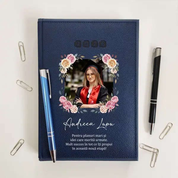 Agenda personalizata 2026 absolvent AP45 DELUXE PREMIUM, Alghero Albastru