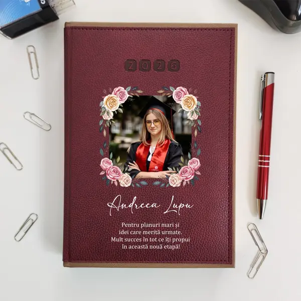 Agenda personalizata 2026 absolvent AP45 DELUXE PREMIUM, Alghero Bordo