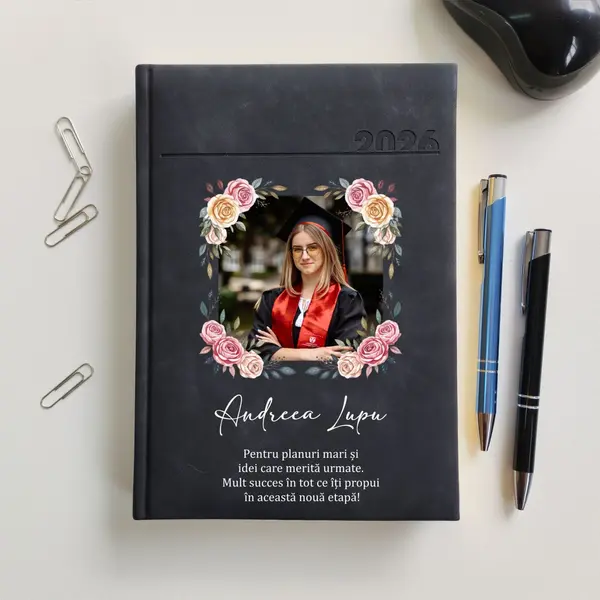 Agenda personalizata 2026 absolvent AP45 DELUXE PREMIUM, Chia Negru
