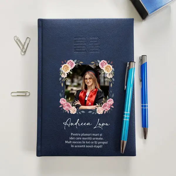 Agenda personalizata 2026 absolvent AP45 DELUXE PREMIUM, Chiavenna Albastru