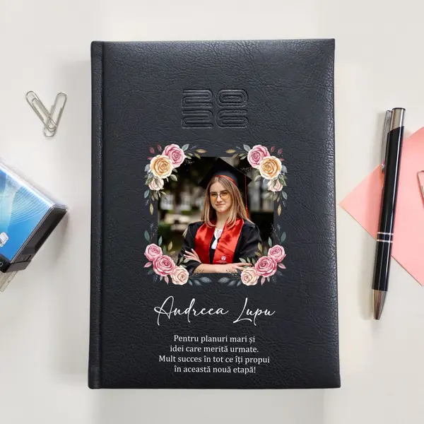 Agenda personalizata 2026 absolvent AP45 DELUXE PREMIUM, Chiavenna Negru
