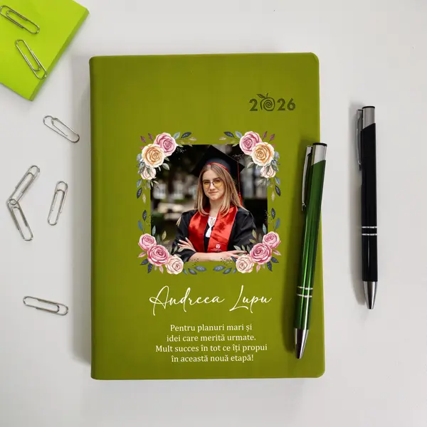 Agenda personalizata 2026 absolvent AP45 DELUXE PREMIUM, Predaia Verde
