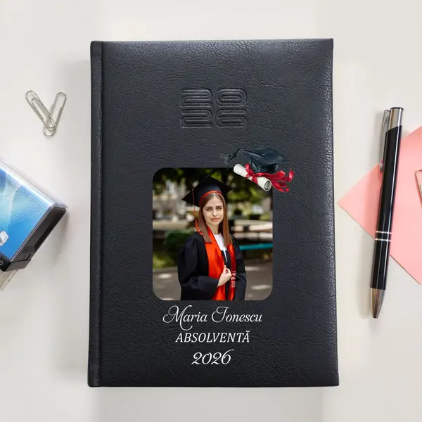 Agenda personalizata 2026 absolvent AP46 DELUXE PREMIUM, Chiavenna Negru