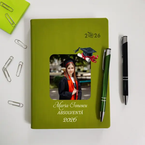 Agenda personalizata 2026 absolvent AP46 DELUXE PREMIUM, Predaia Verde