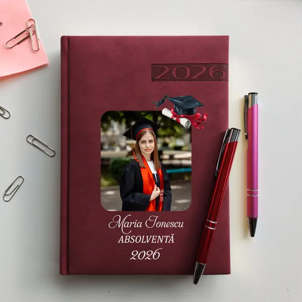 Agenda personalizata 2026 absolvent AP46 DELUXE PREMIUM, Teano Bordo