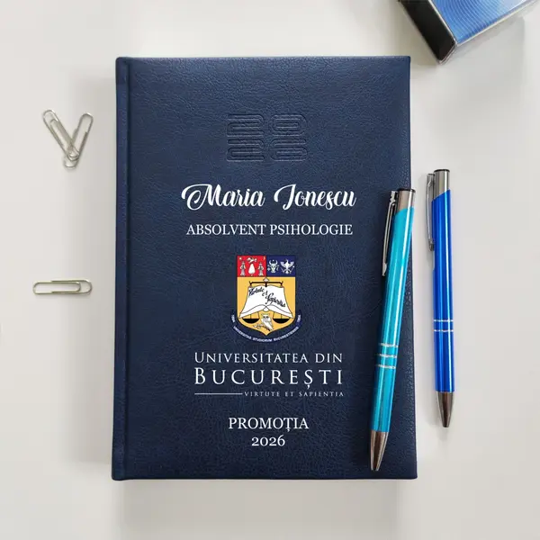 Agenda personalizata 2026 absolvent AP47 DELUXE PREMIUM, Chiavenna Albastru