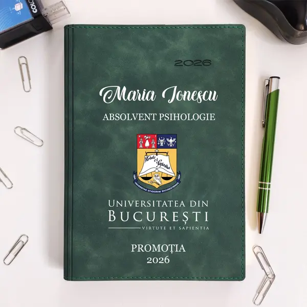 Agenda personalizata 2026 absolvent AP47 DELUXE PREMIUM, Chia Suple Verde
