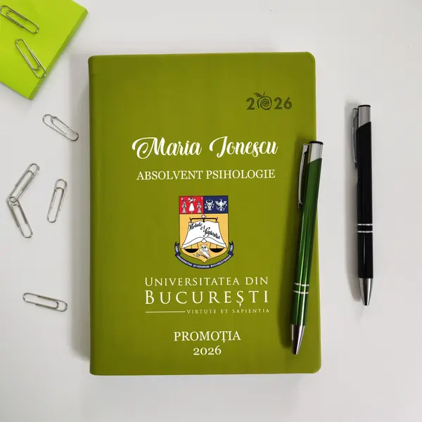 Agenda personalizata 2026 absolvent AP47 DELUXE PREMIUM, Predaia Verde