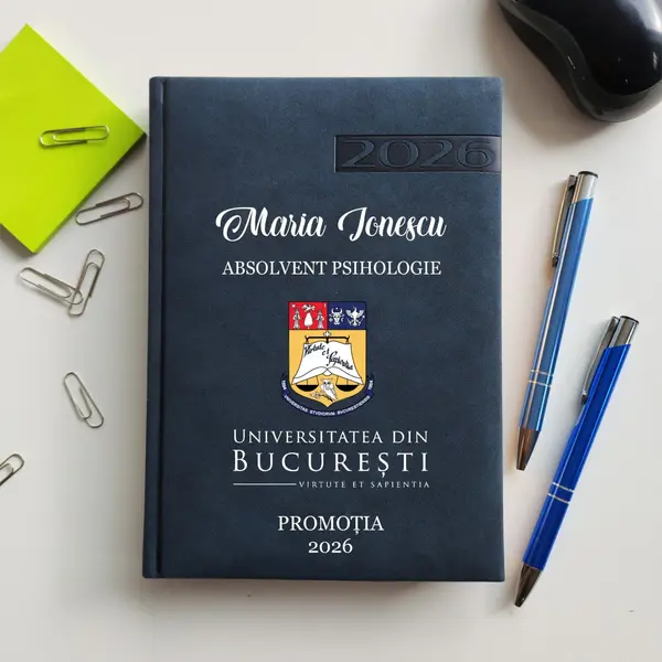 Agenda personalizata 2026 absolvent AP47 DELUXE PREMIUM, Teano Albastru Inchis