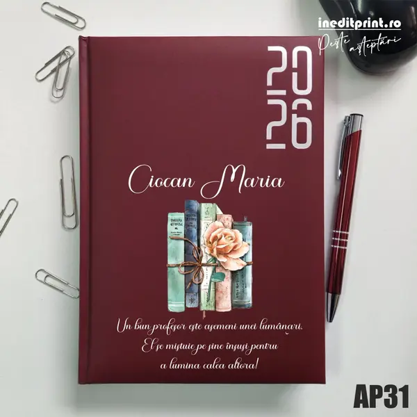 Agenda personalizata 2026 Cadru didactic AP31 DATATA RT, Bordo