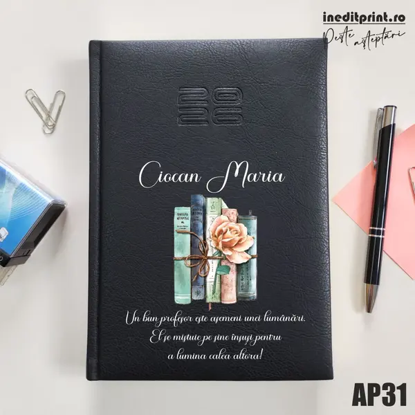 Agenda personalizata 2026 Cadru didactic AP31 DELUXE PREMIUM, Chiavenna Negru