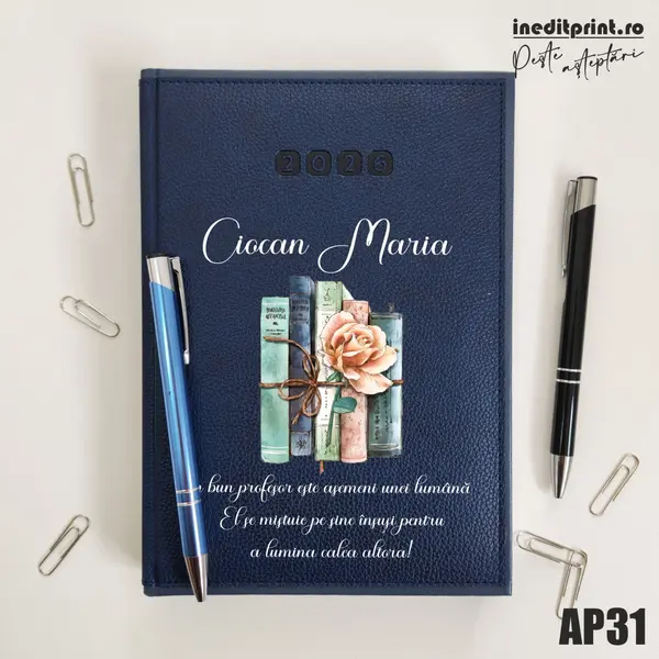 Agenda personalizata 2026 Cadru didactic AP31 DELUXE PREMIUM, Alghero Albastru