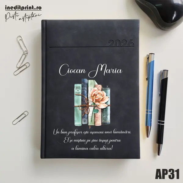 Agenda personalizata 2026 Cadru didactic AP31 DELUXE PREMIUM, Chia Negru
