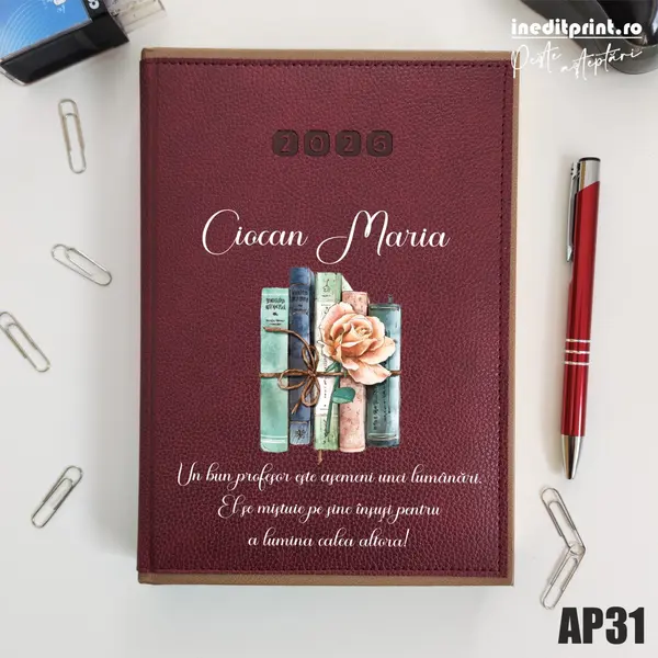 Agenda personalizata 2026 Cadru didactic AP31 DELUXE PREMIUM, Alghero Bordo