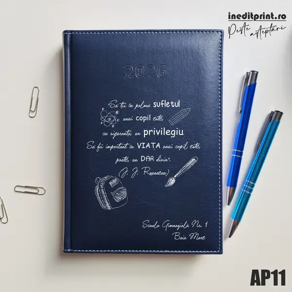 Agenda personalizata 2026 Citat educatie AP11 DELUXE H, Corinaldo Albastru