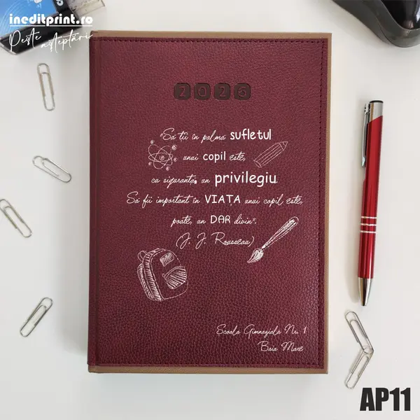 Agenda personalizata 2026 Citat educatie AP11 DELUXE PREMIUM, Alghero Bordo