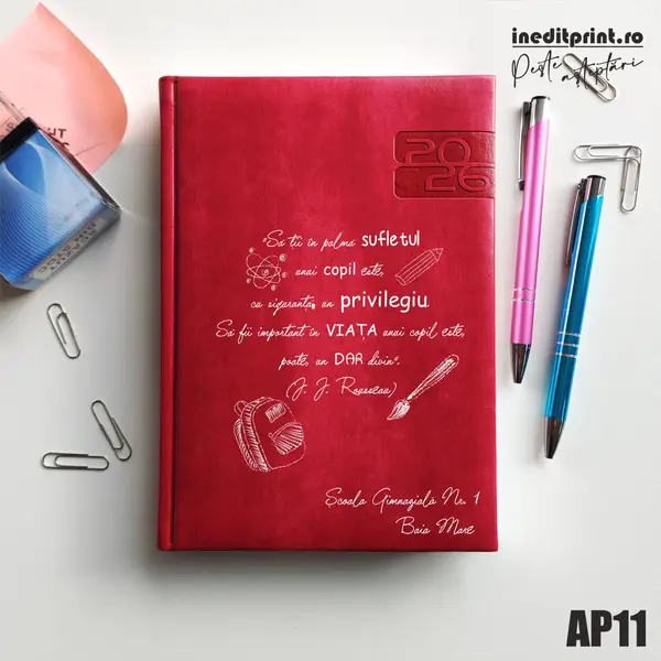 Agenda personalizata 2026 Citat educatie AP11 DELUXE PREMIUM, Narni Fucsia