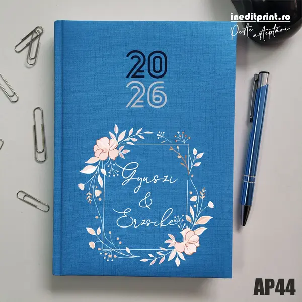 Agenda personalizata 2026 Cuplu AP44 Datata C, Turcoaz