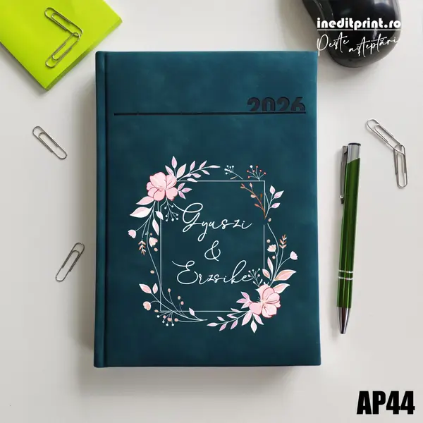 Agenda personalizata 2026 Cuplu AP44 DELUXE PREMIUM, Chia Verde Petrol