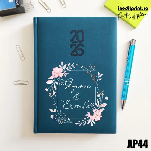 Agenda personalizata 2026 Cuplu AP44 STANDARD HT2, Albastru Petrol