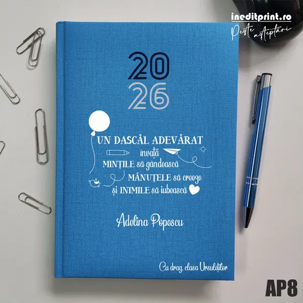 Agenda personalizata 2026 Dascal adevarat AP8 Datata C, Turcoaz