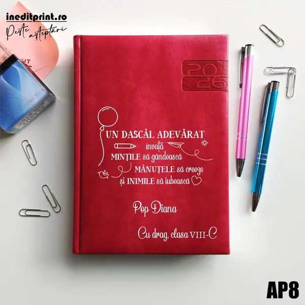 Agenda personalizata 2026 Dascal adevarat AP8 DELUXE PREMIUM, Narni Fucsia