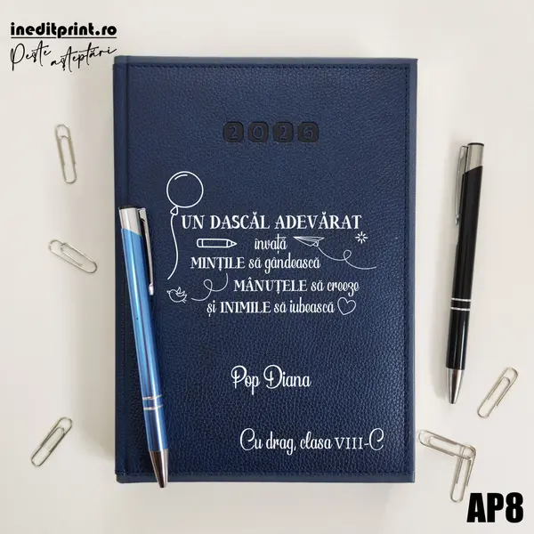 Agenda personalizata 2026 Dascal adevarat AP8 DELUXE PREMIUM, Alghero Albastru