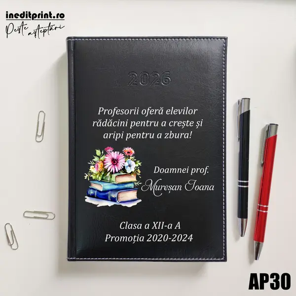 Agenda personalizata 2026 Doamna Profesoara AP30 DELUXE H, Corinaldo Negru