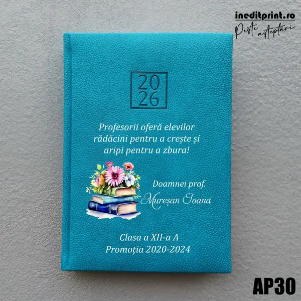 Agenda personalizata 2026 Doamna Profesoara AP30 DELUXE H, Edolo Turcoaz