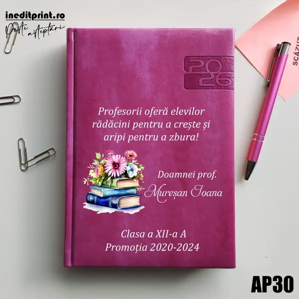 Agenda personalizata 2026 Doamna Profesoara AP30 DELUXE PREMIUM, Narni Purpuriu