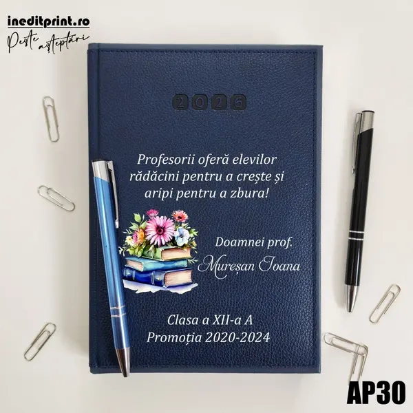Agenda personalizata 2026 Doamna Profesoara AP30 DELUXE PREMIUM, Alghero Albastru