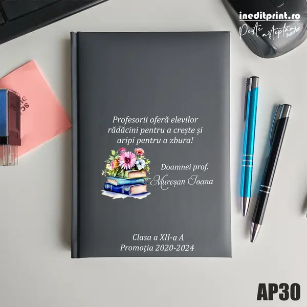 Agenda personalizata 2026 Doamna Profesoara AP30 NEDATATA RT, Gri