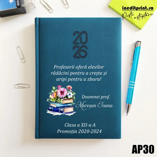 Agenda personalizata 2026 Doamna Profesoara AP30 STANDARD HT2, Albastru Petrol