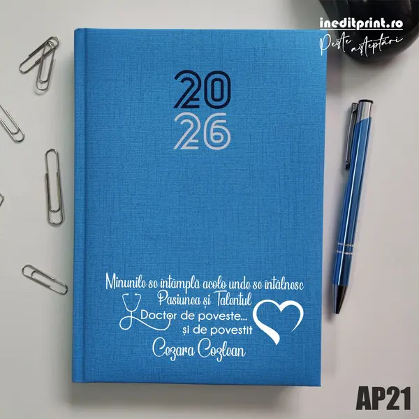 Agenda personalizata 2026 Doctor de poveste AP21 Datata C, Turcoaz