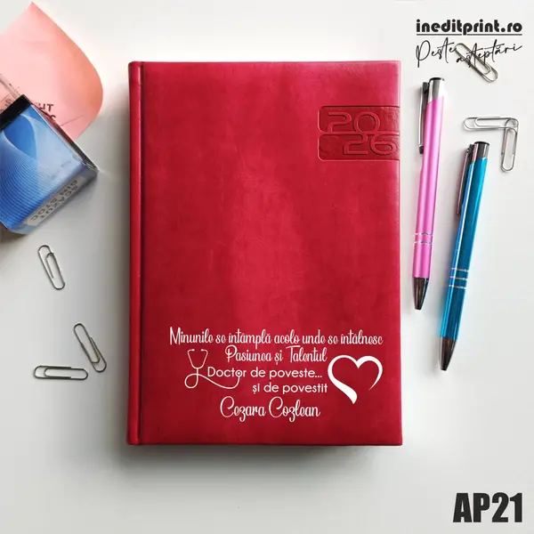 Agenda personalizata 2026 Doctor de poveste AP21 DELUXE PREMIUM, Narni Fucsia