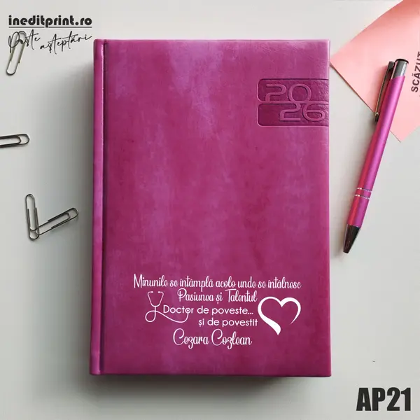 Agenda personalizata 2026 Doctor de poveste AP21 DELUXE PREMIUM, Narni Purpuriu