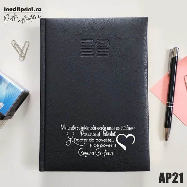 Agenda personalizata 2026 Doctor de poveste AP21 DELUXE PREMIUM, Chiavenna Negru