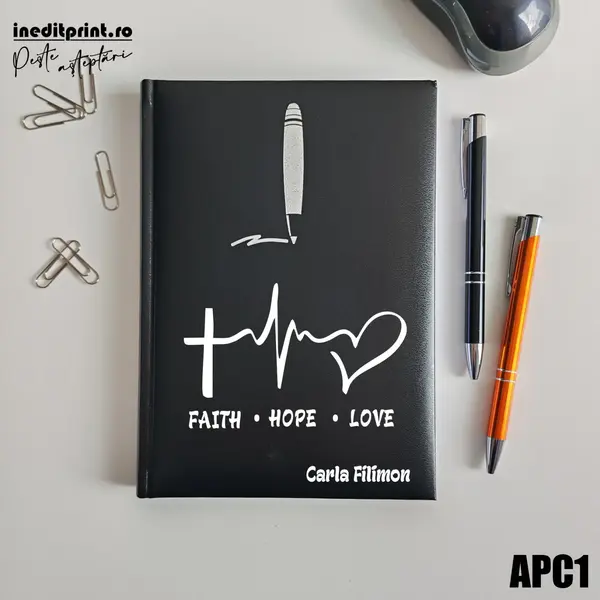 Agenda personalizata 2026 Faith Hope Love APC1 NEDATATA H, NEGRU