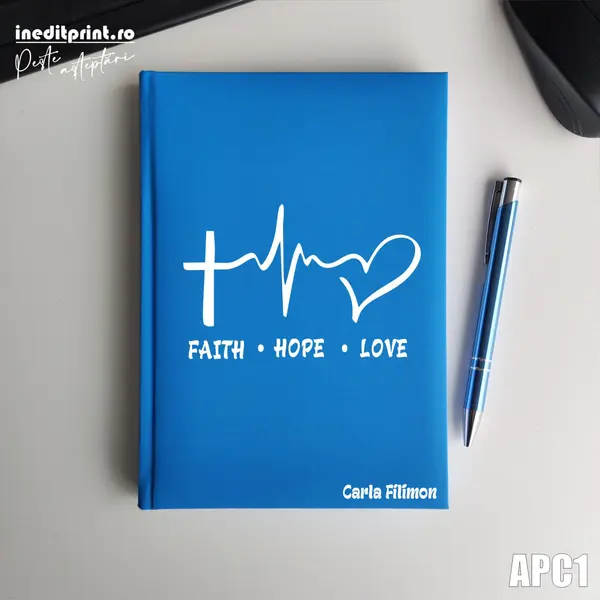 Agenda personalizata 2026 Faith Hope Love APC1 NEDATATA RT, Bleu